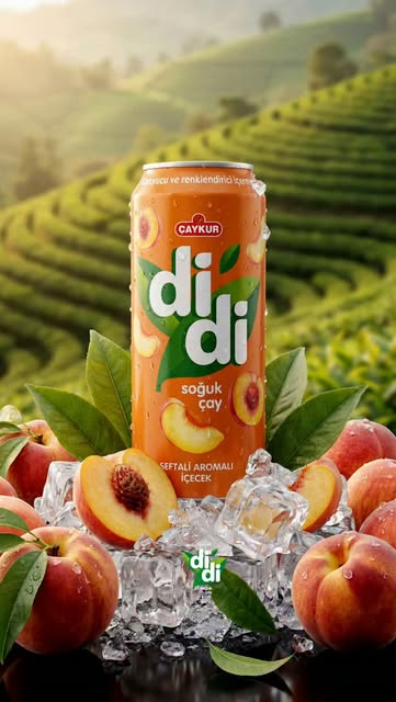 Offizielles didi-Motiv mit Pfirsich, Eis und Teelandschaft